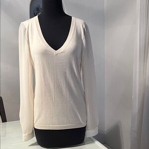 Banana Republic Cream V-Neck Blouse
